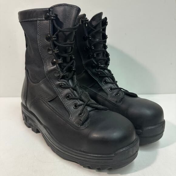 VERY GOOD Altama Wrath 8" Steel Toe Tactical Combat Boots Triple Black Leather 7 - Picture 1 of 15